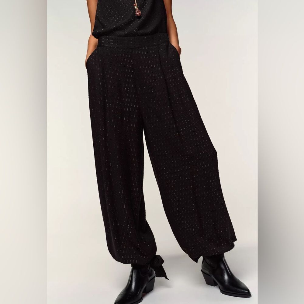 ZARA METALLIC THREAD BALLOON PANTS
